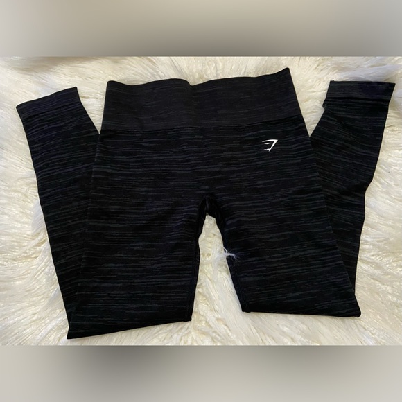 Gymshark Womens ADAPT MARL SEAMLESS ACTIVEWEAR LEGGINGS in Black/Grey - Picture 3 of 6